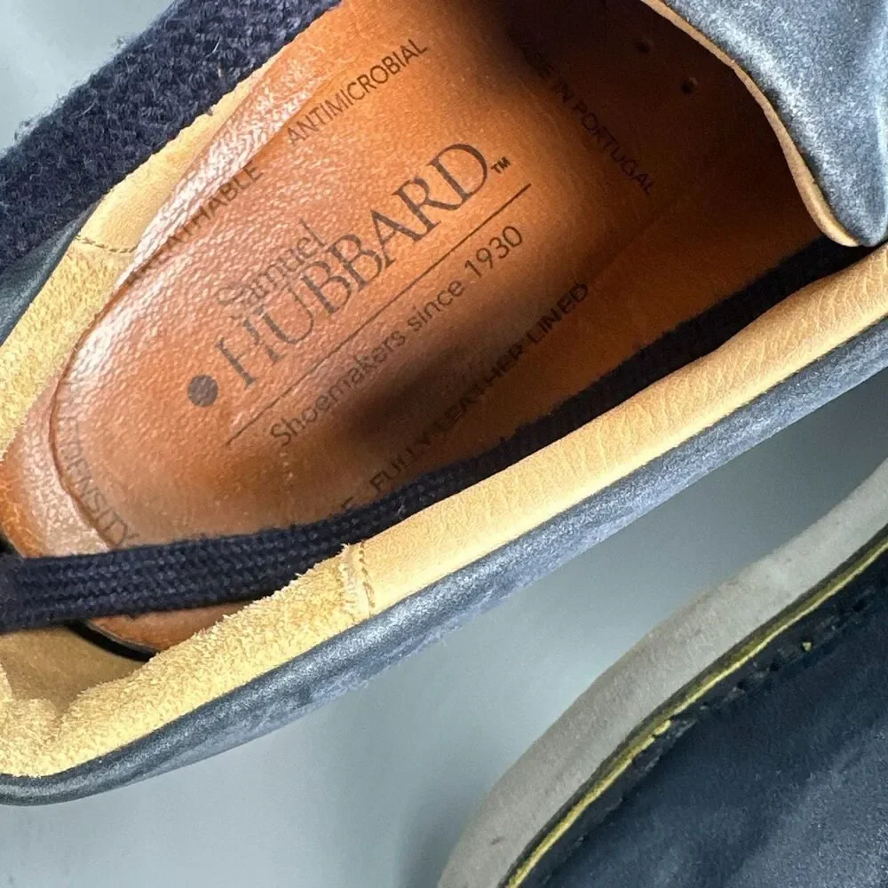 Samuel Hubbard Free Men 11 Navy Blue Nubuck Leather Oxford Shoes Lace-Up Classic